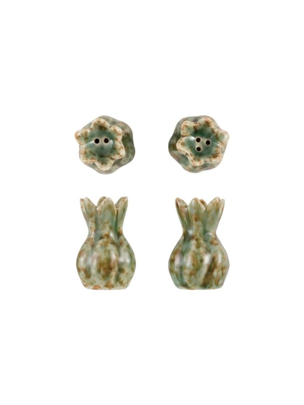 Stoneware Flower Shaped Salt & Pepper Shakers NEW Kitchen Decor Nature Kitchen
